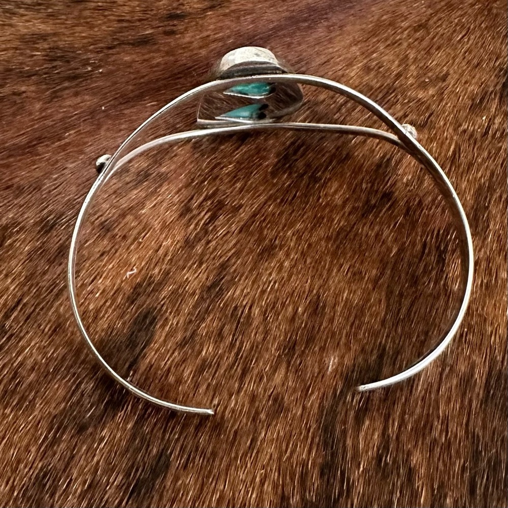 Native American Sterling Silver Turquoise Cuff Bracelet signed SW 925 - Picture 7 of 15